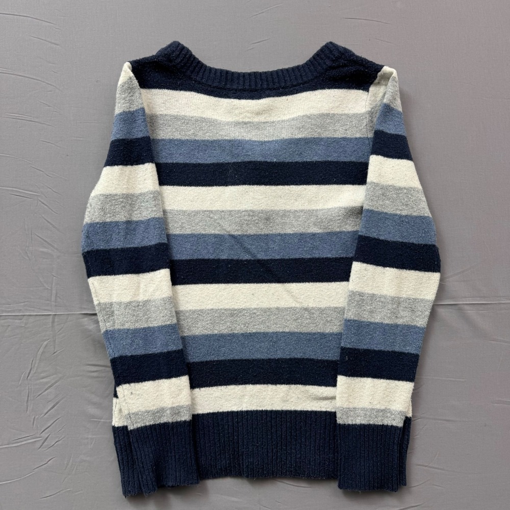 St Johns Bay Womens Blue Striped V-Neck Henley Knit Sweater Small - Picture 4 of 6